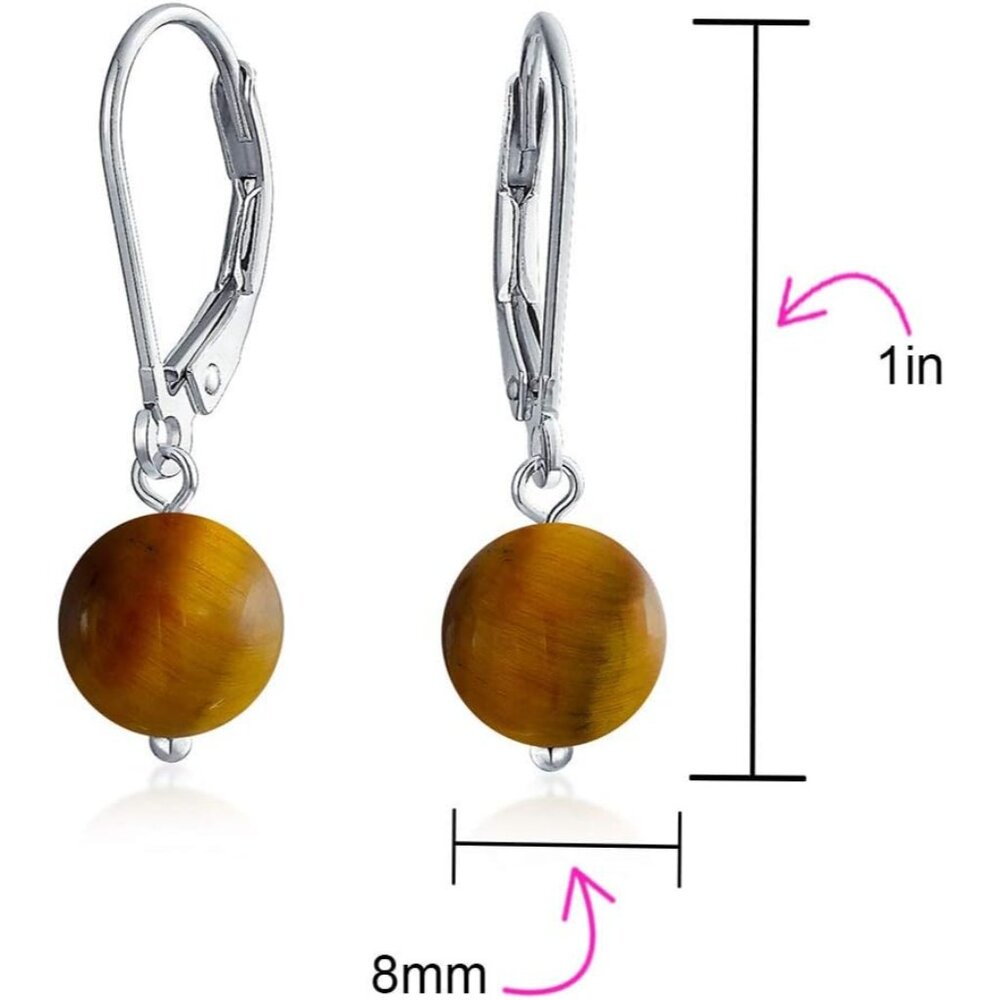 Simple Basic Gemstone Round 8mm Bead Ball Drop Da… - image 4